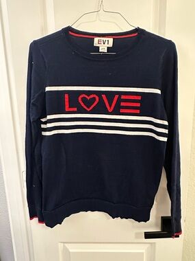 EV1 Navy 'LOVE' Crewneck Sweater